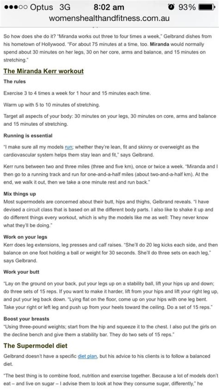 Miranda Raison Diet Plan